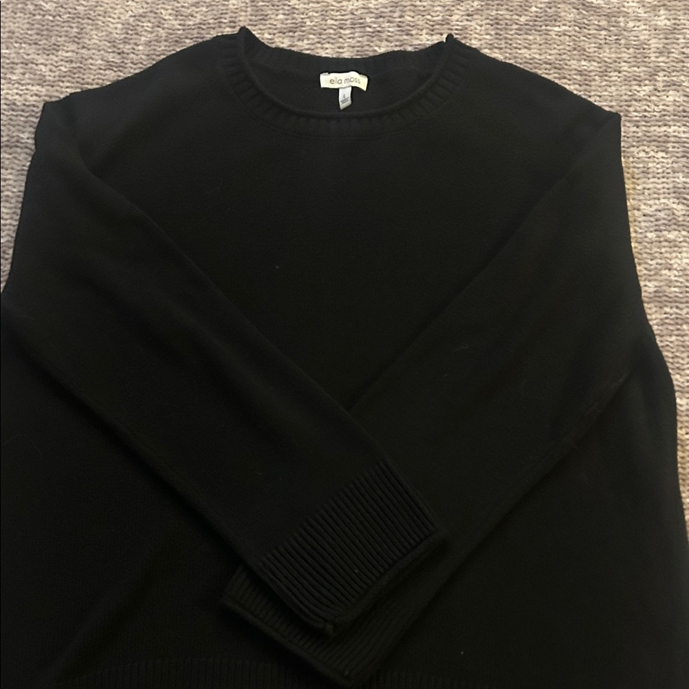 Ella Moss Women's Black Crewneck Sweater